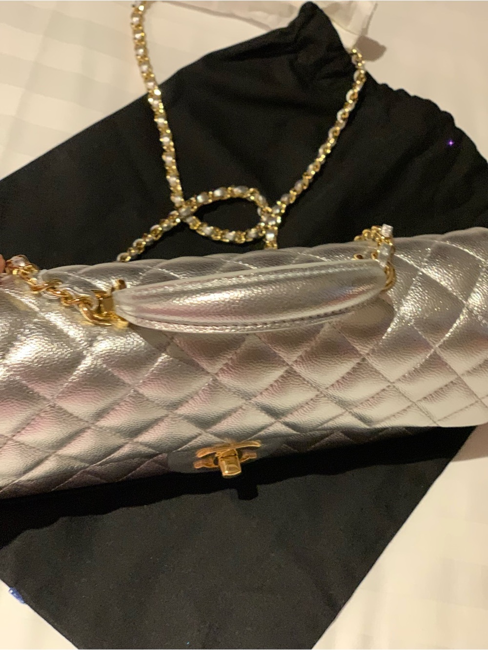 Brand new this week season rare Limited edition authentic Chanel silver purse
